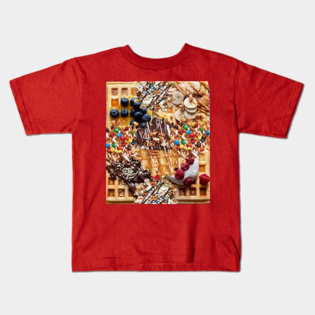 waffle food pattern Kids T-Shirt by Foodinasty